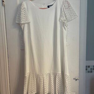 DKNY Drop Waist White Dress